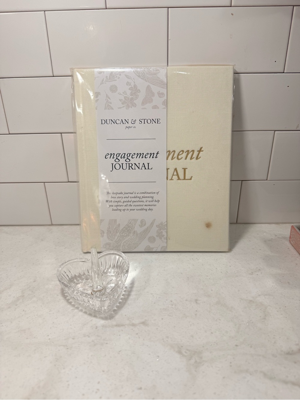 Cream Engagement Journal & Ring Holder Heart